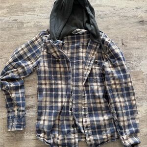 GAP Plaid Flannel Shirt Jacket - Navy & Tan